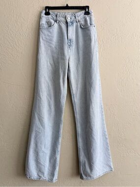 Zara Light Blue Wide-Leg High-Rise Jeans